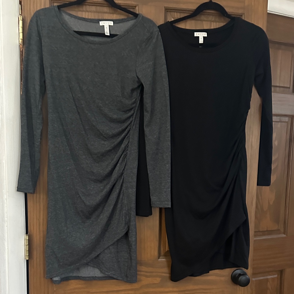 Leith Gray And Black Long Sleeve Dresses